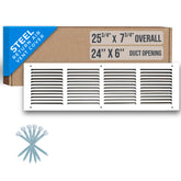 airgrilles 24" x 6" duct opening   steel return air grille for sidewall and ceiling hnd-flt-1rag-wh-24x6 752505984117 - 1